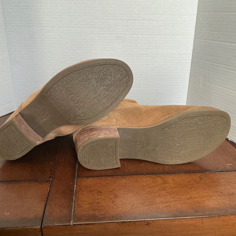 UGG Cedrick Chestnut Suede Scalloped Ankle Boots‎ Womens 11 Tan 1004367